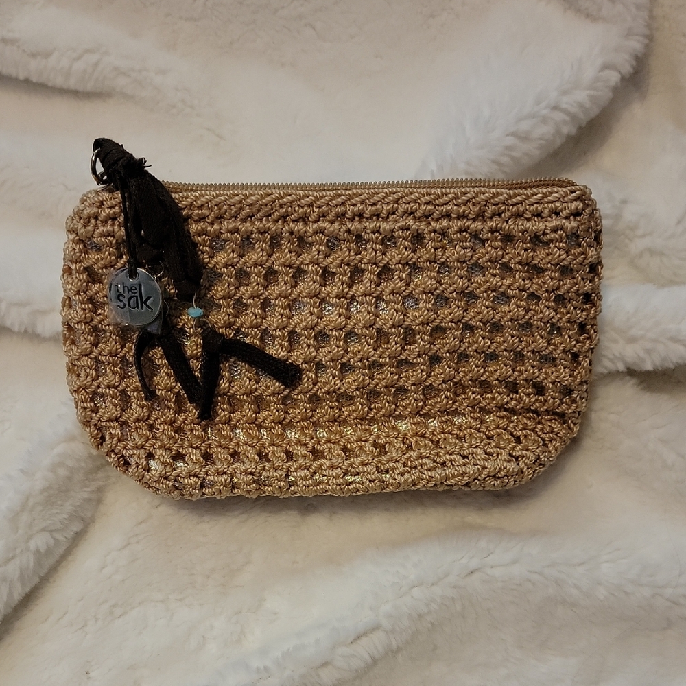 The Sak Metallic Gold Crochet Wristlet